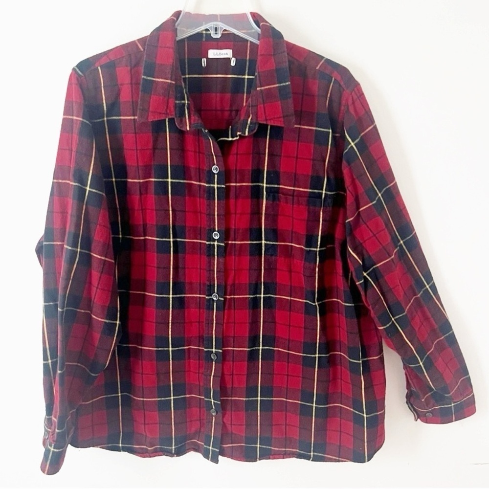 Vintage LL Bean Men’s Plaid Button Flannel Shirt Cotton Gorpcore Outdoor XXL Red